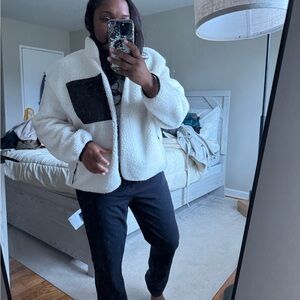 Women’s White and Black Sherpa Jacket